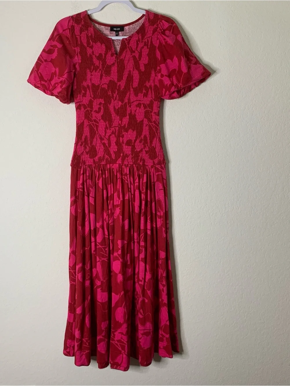 ME + EM Smocked Two Tone Tulip Printed Maxi Dress 6
